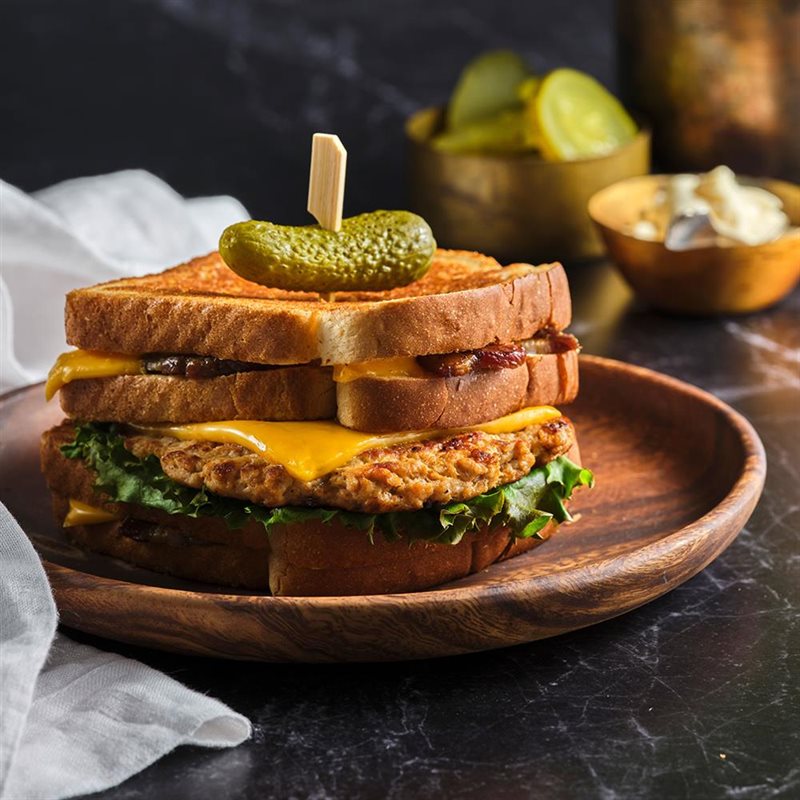 Pork Smashburger with Grilled Cheese Bun