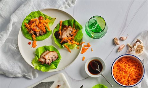 Air Fryer Pork Belly Lettuce Wraps