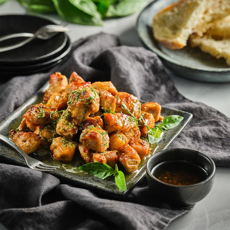 Garlic Butter Pork Steak Bites