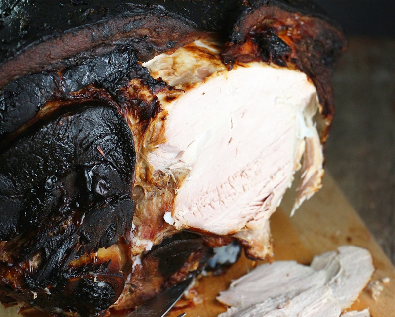 Cola-brined roasted pork leg
