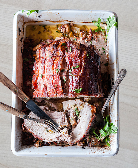 Sausage-stuffed Bacon-wrapped Pork Roast 