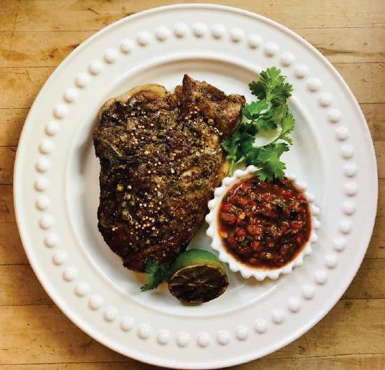 Brined Porterhouse Pork Chop & Fire Roasted Salsa