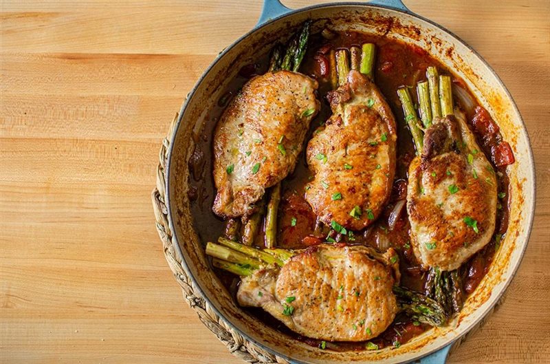 Asparagus Stuffed Pork Chops