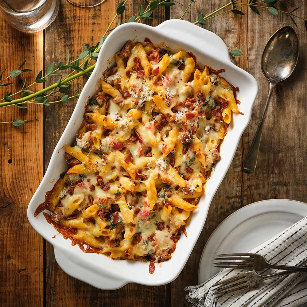 Sausage and Bacon Pasta Bake-image